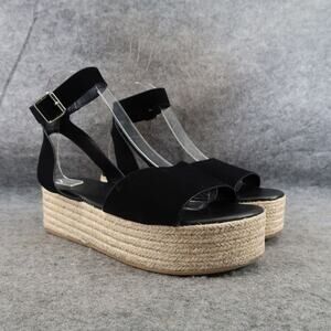 Asos Shoes Womens 7 Sandal Espadrille Platform Ankle Strap Fashion Black Comfort
